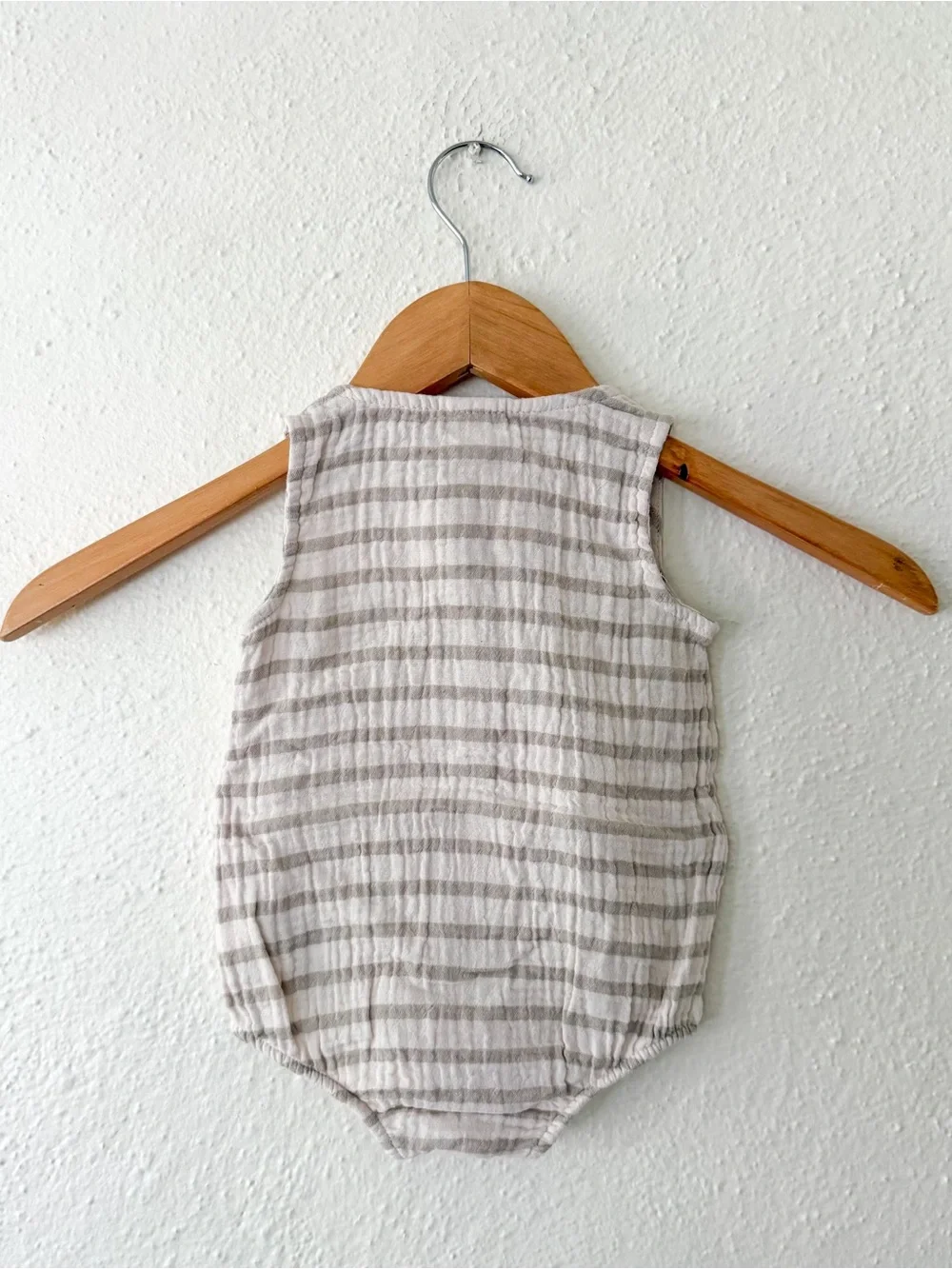 Cat & Jack Tan & Cream Stripe Gauze Sleeveless Bubble Romper